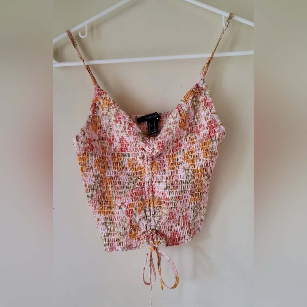 FOREVER 21 Smocked Floral Print Cami - Small